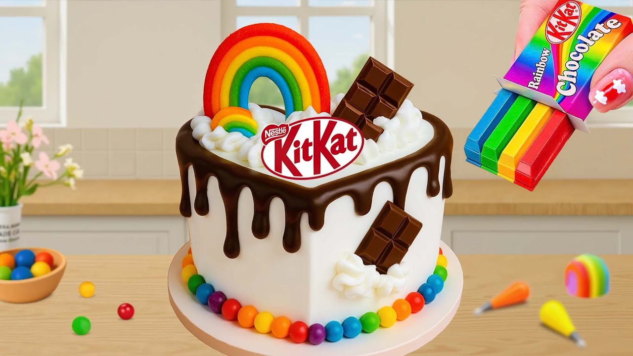 Mini Bolo de Arco-Íris com Recheio de Chocolate 💜 Decoração Satisfatória e Criativa | Cake Wish