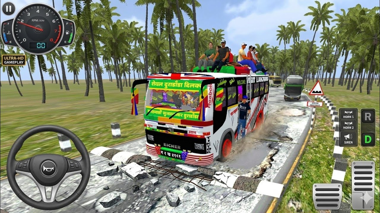Eicher Tourist Bus Mod Bussid | Extreme Broken Speed Breakers 😱 | Bus Simulator Indonesia Gameplay 