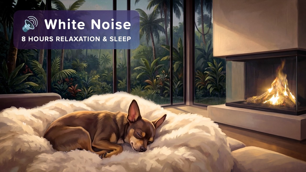 🔊 8 Hours Deep Sleep - Colombian Rainforest Hearth | Rain & Crackling Fire
