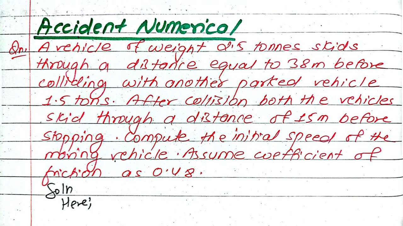 Unit:2 | Traffic Studies | Accident Numerical | Skid Numerical transportation 2nd | Prashant YT |