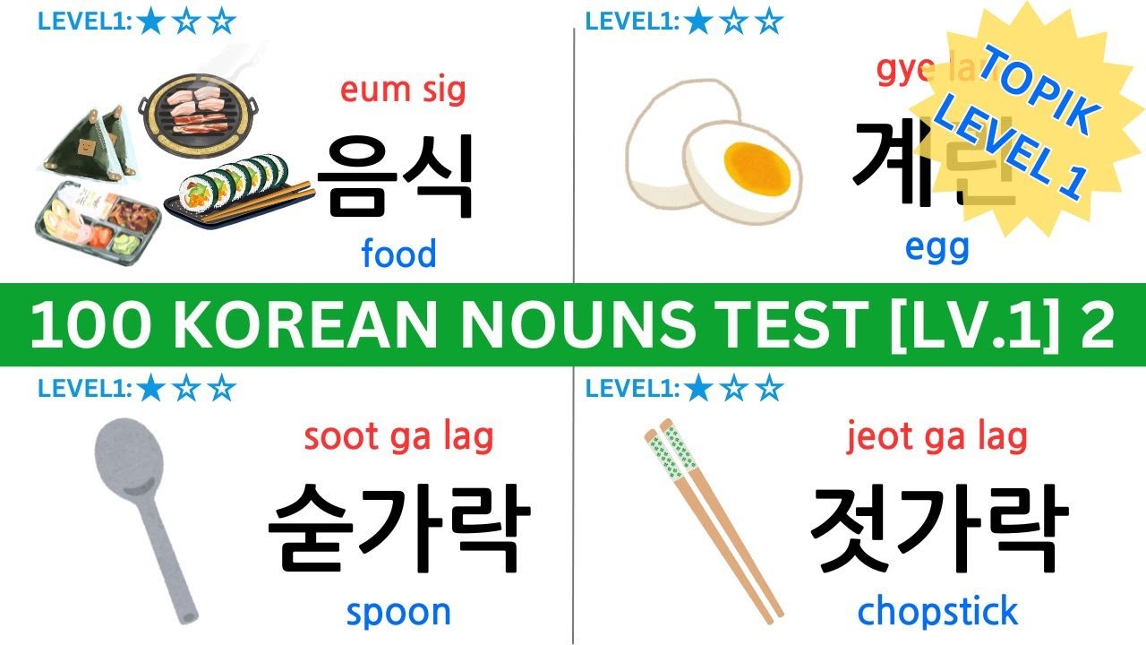 TOPIK I Vocabulary: 100 Words Every Beginner Should Know 2(Quiet Version)