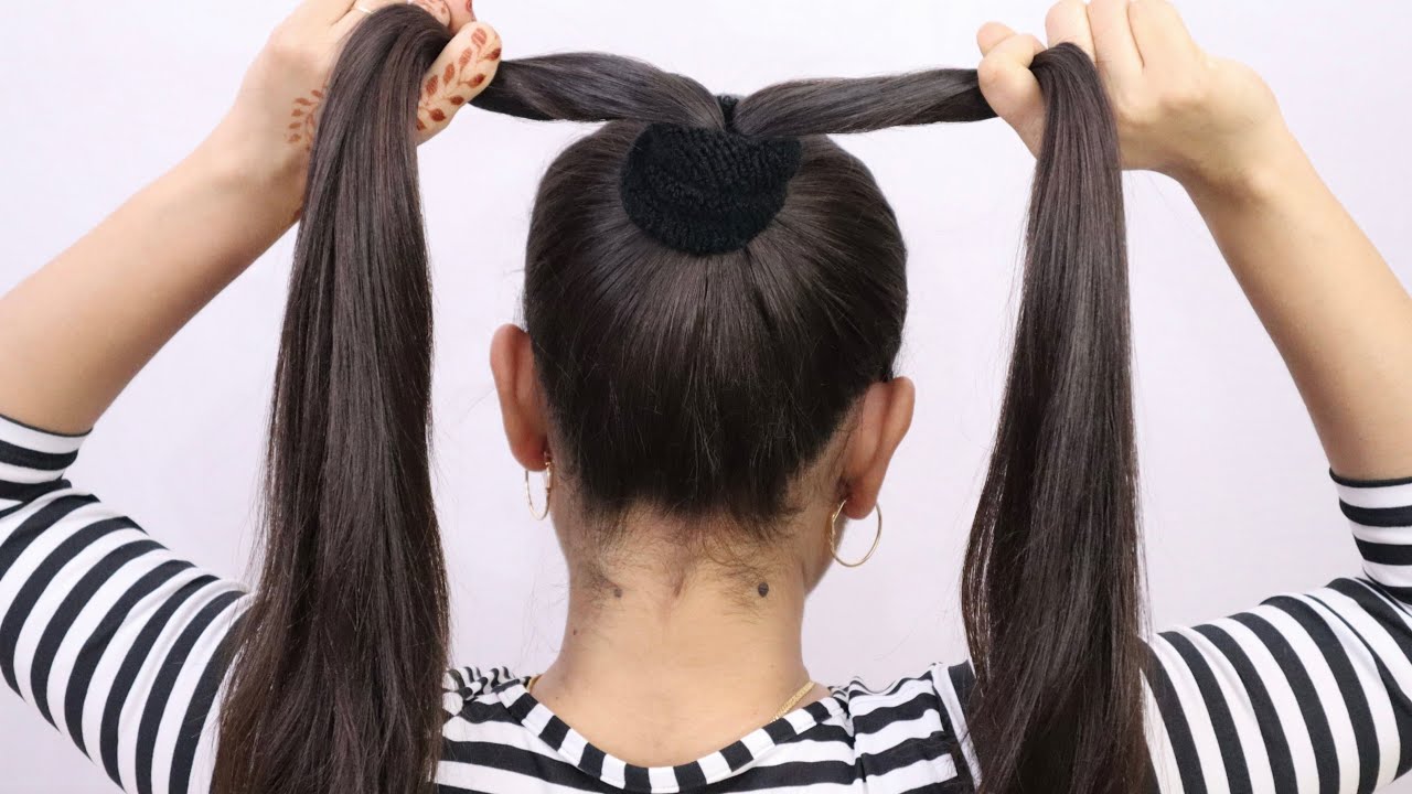 Bun Hairstyle Using A Rubber Band / Cute Bun Hairstyle With Rubber Band / Latest Easy New Hairstyles