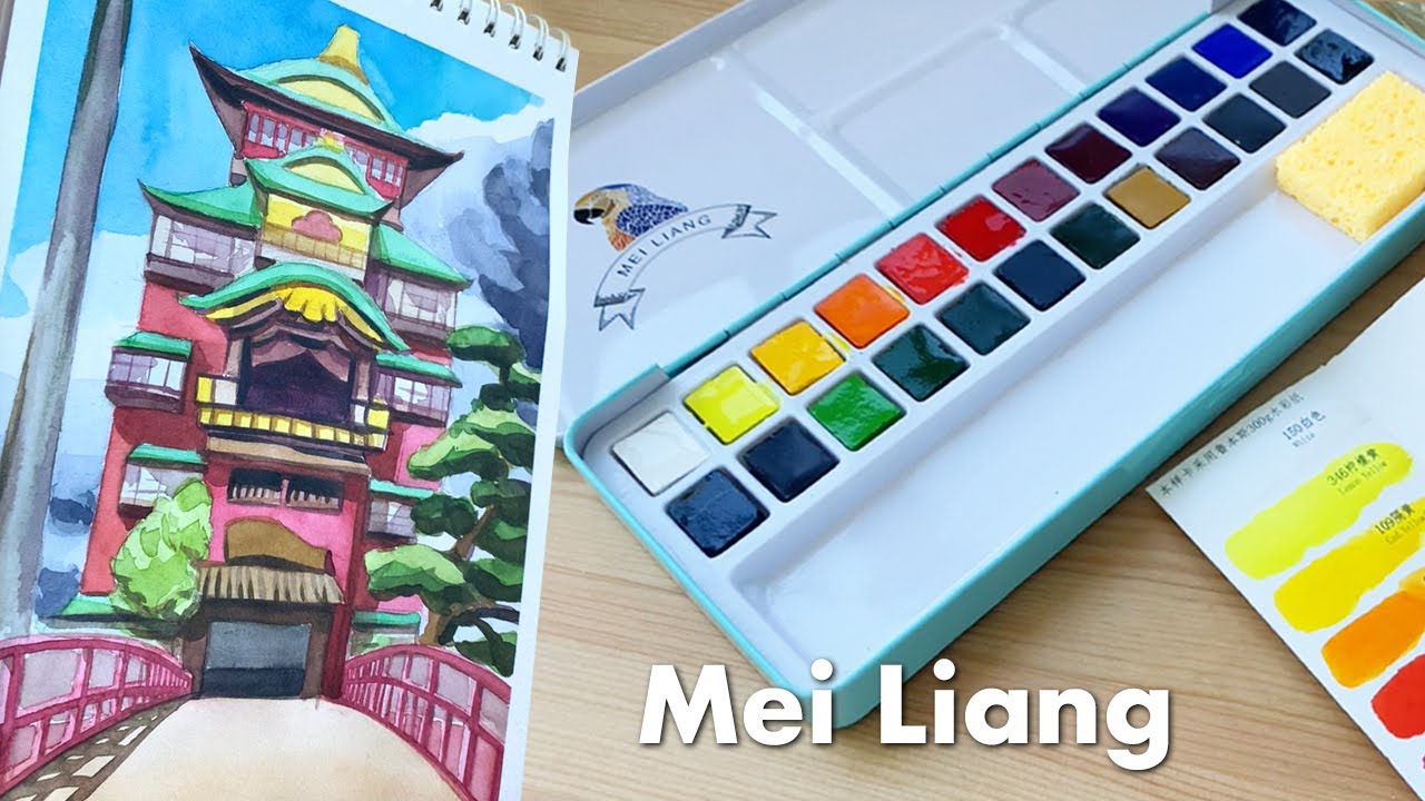 Mei Liang / Pretty Excellent 24 Colour Watercolour Set Unboxing/Swatching/Painting