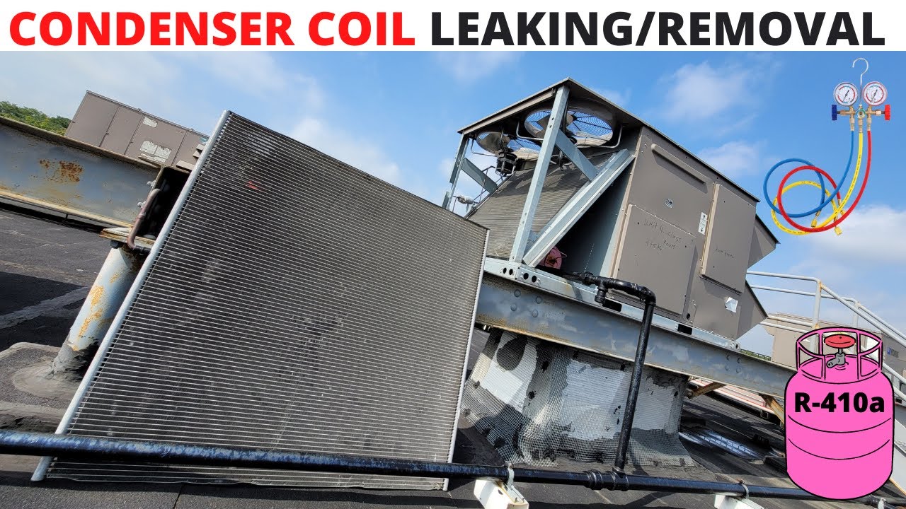 HVAC Service Call: RTU Condenser Coil Leaking Refrigerant (How To Remove Condenser Coil From AC)