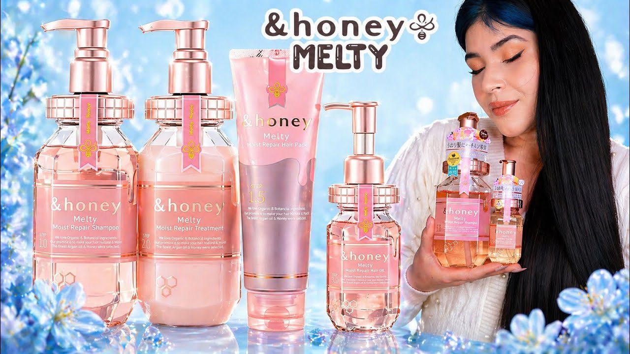 🍯 &HONEY MELTY Moist Repair: Nutrição antiumidade para cabelos com frizz [Low Poo]