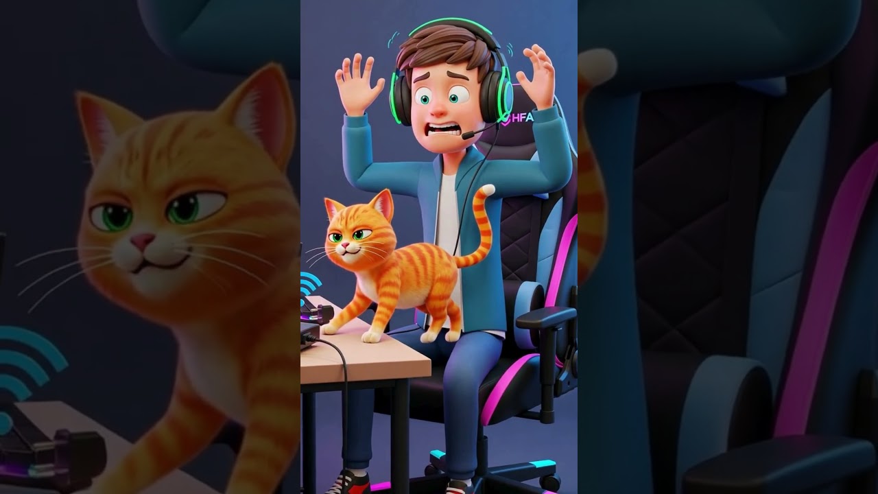The Cat Just Unplugged My Life Support #gamerfail  #CatVsWiFi #funnyanimation  #RageQuitCartoon