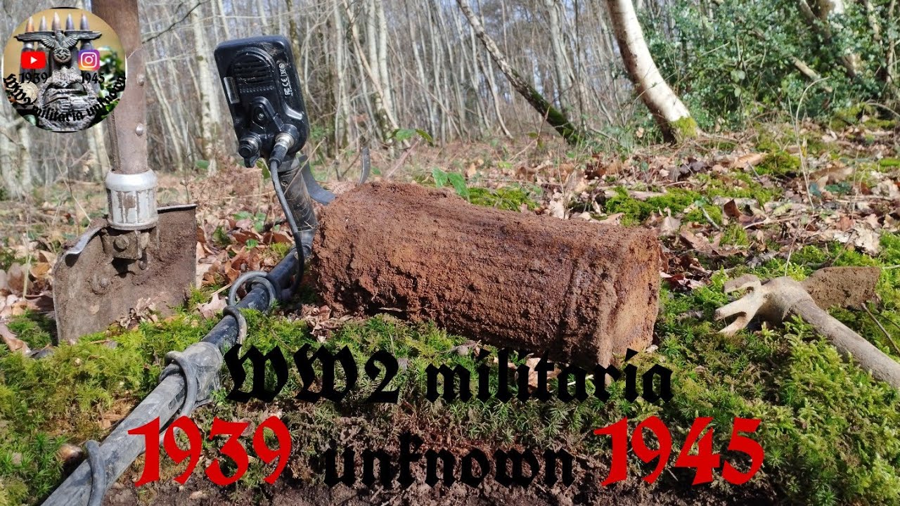Ww2 militaria détection: Boîte de masque à gaz jamais ouverte avec canon de MG42 Détection Normandie