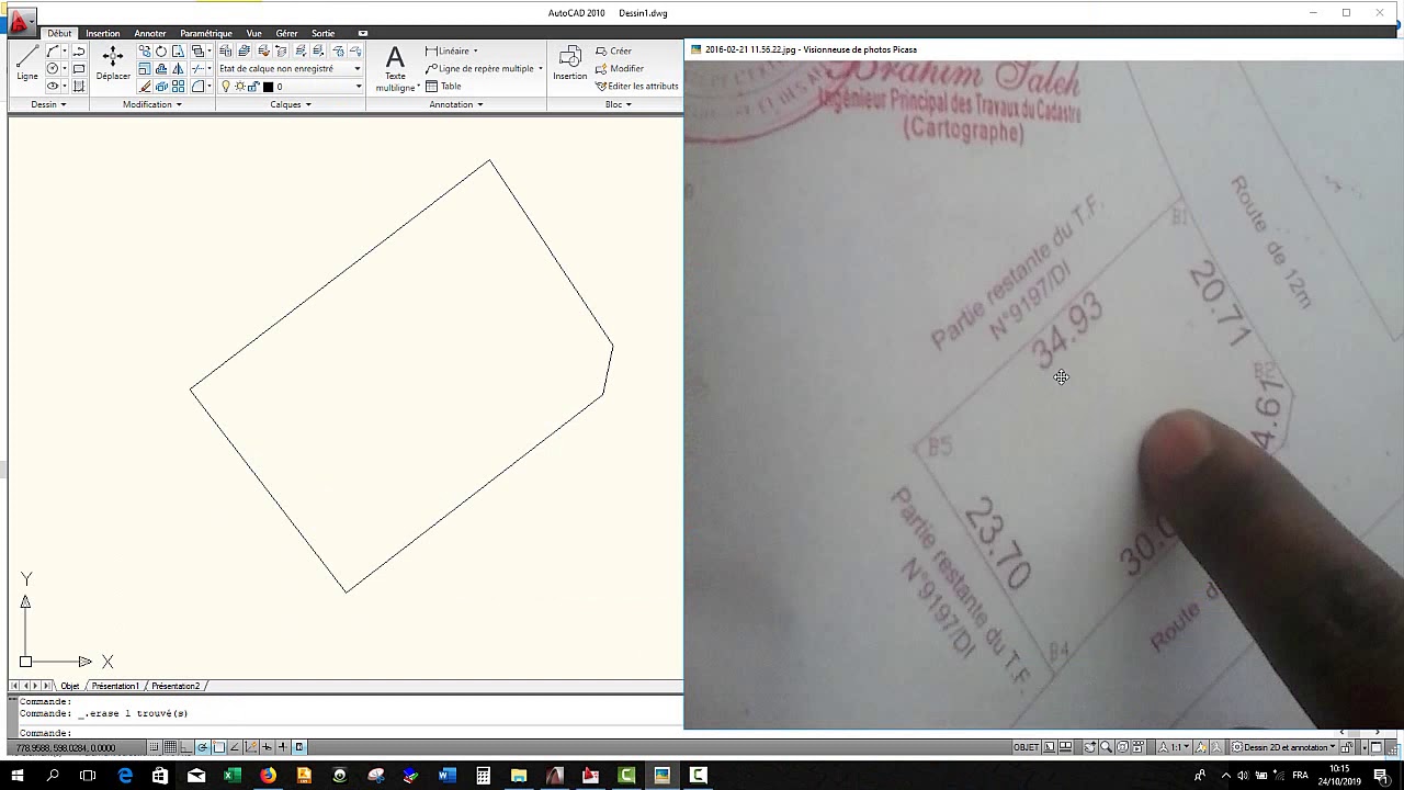 cours sur AutoCad Part 2 comment entrer les coordonn&eacute;es GPS pour avoir la forme exacte du terrain