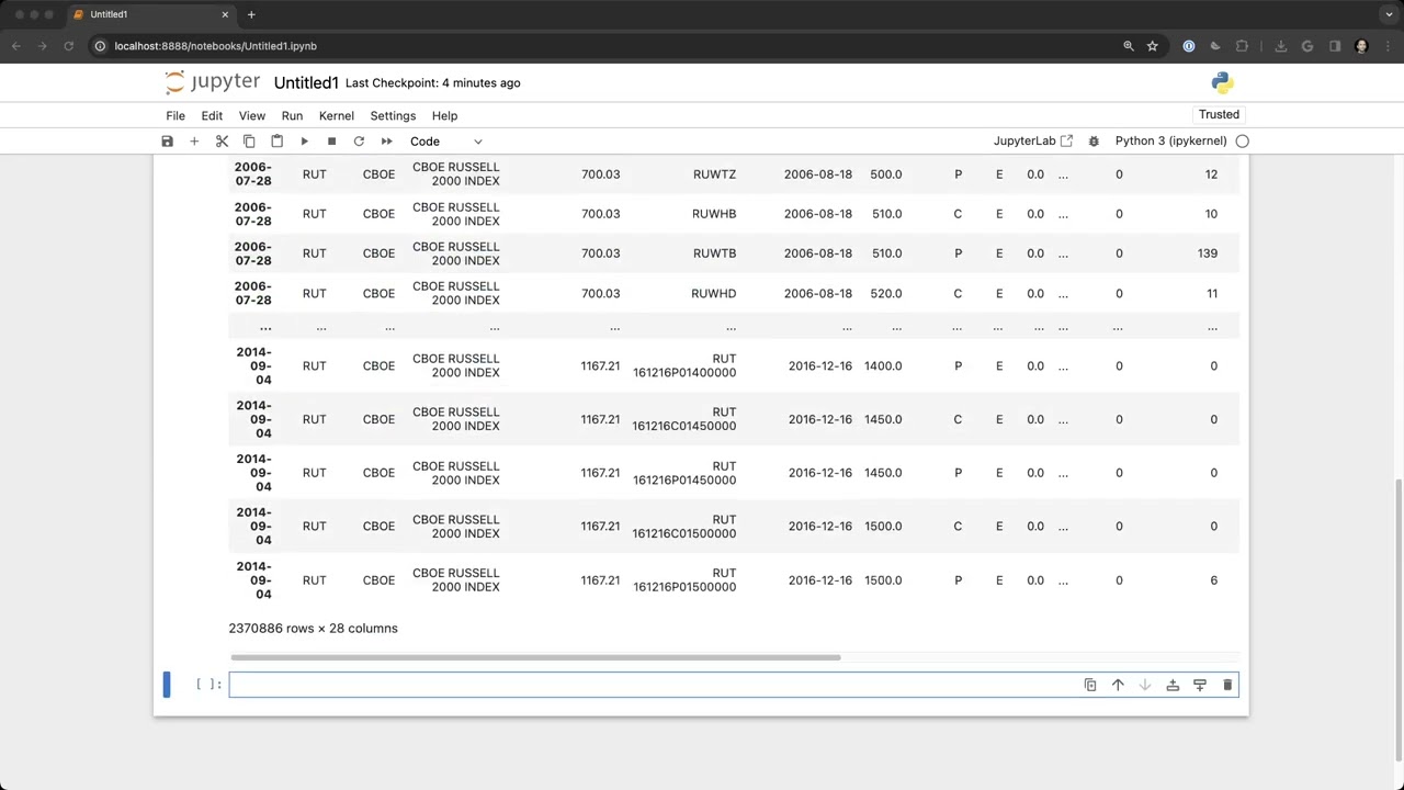 Quickly store 2,370,886 rows of historic options data with ArcticDB