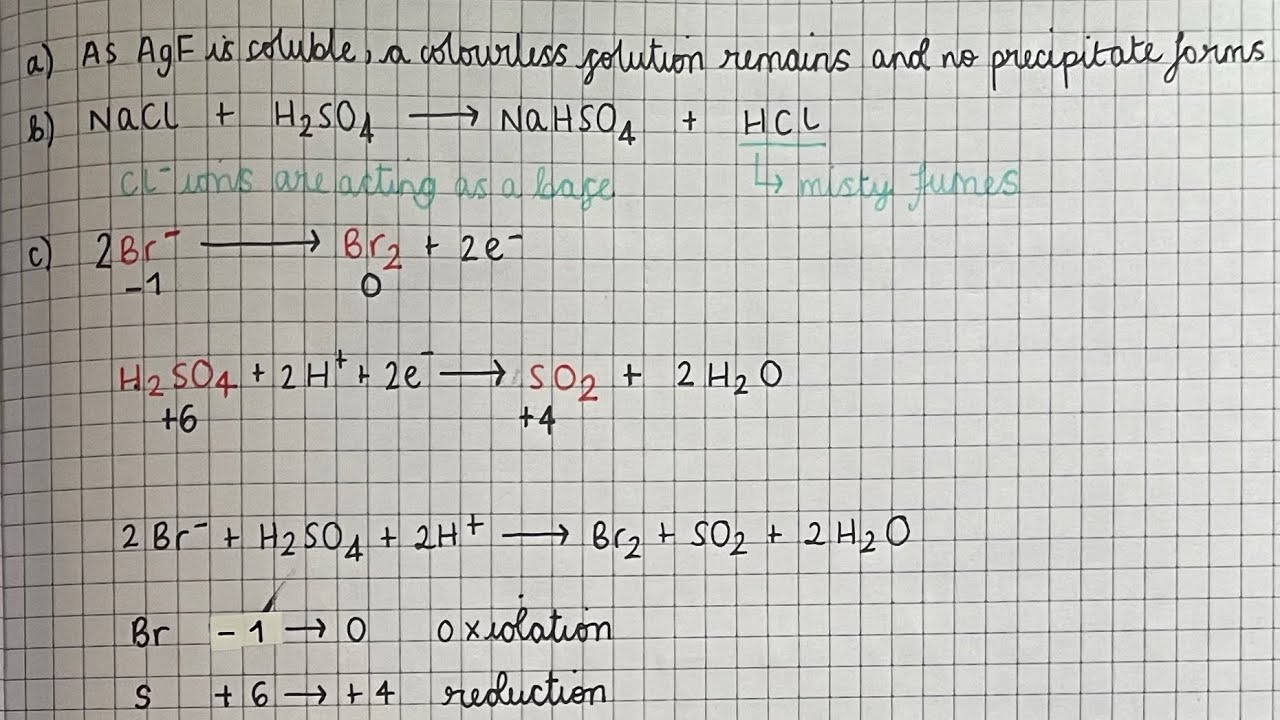 Worked exam answer - AQA AS level group 7 reactions question 