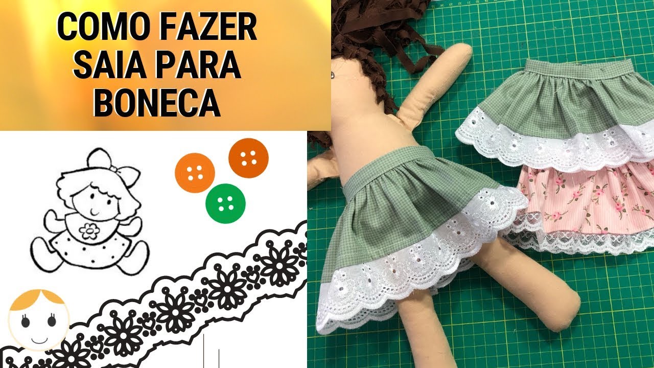BONECA DE PANO, COMO FAZER UMA SAIA PASSO A PASSO