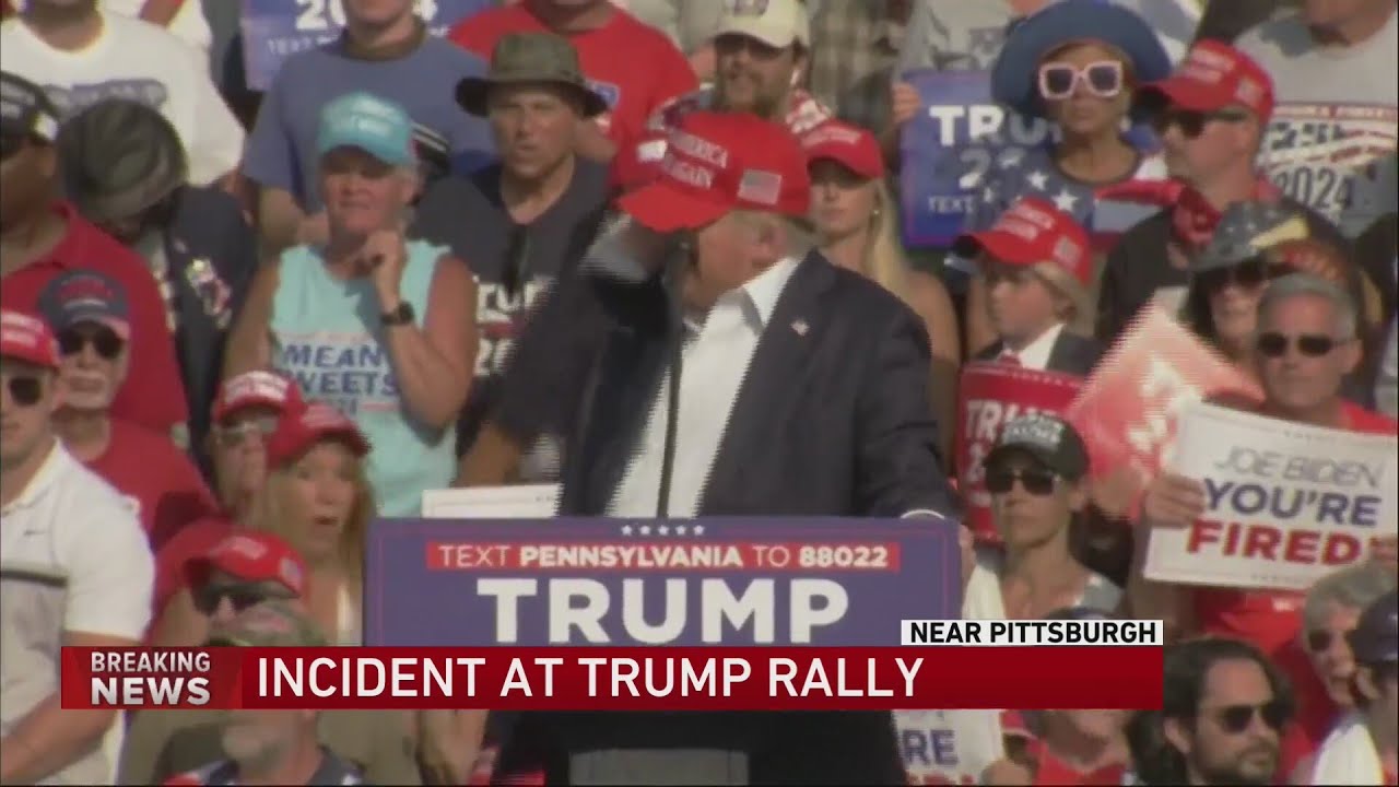 Donald Trump whisked off stage in Pennsylvania after apparent gunshots rang through the crowd