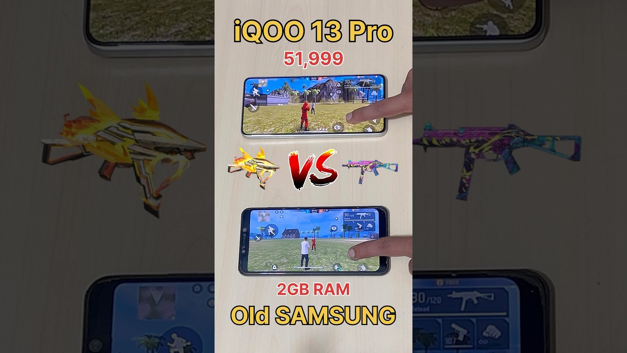 iQOO 13 Pro vs Old SAMSUNG 😈 vs 51,999 vs 2GB RAM - FREEFIRE GAMING TEST #freefire #shorts #viral