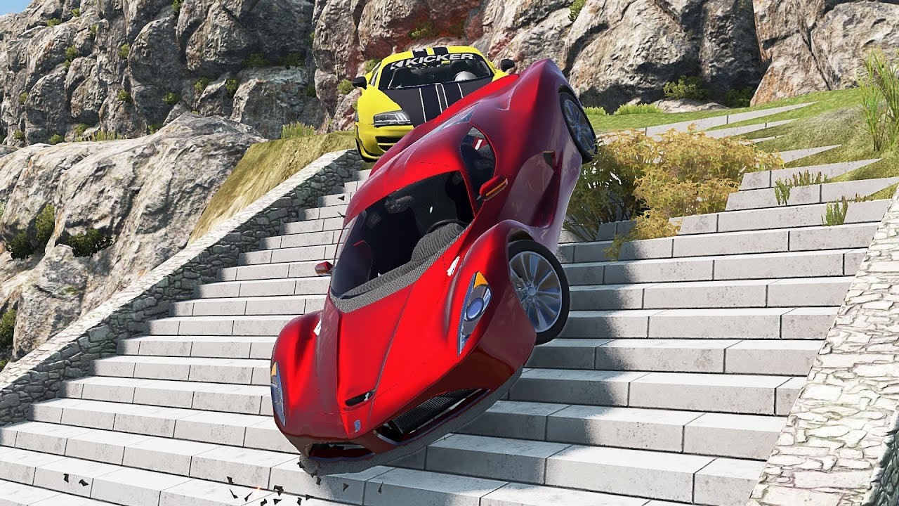 Mobil vs Stairs #4 - BeamNG Drive