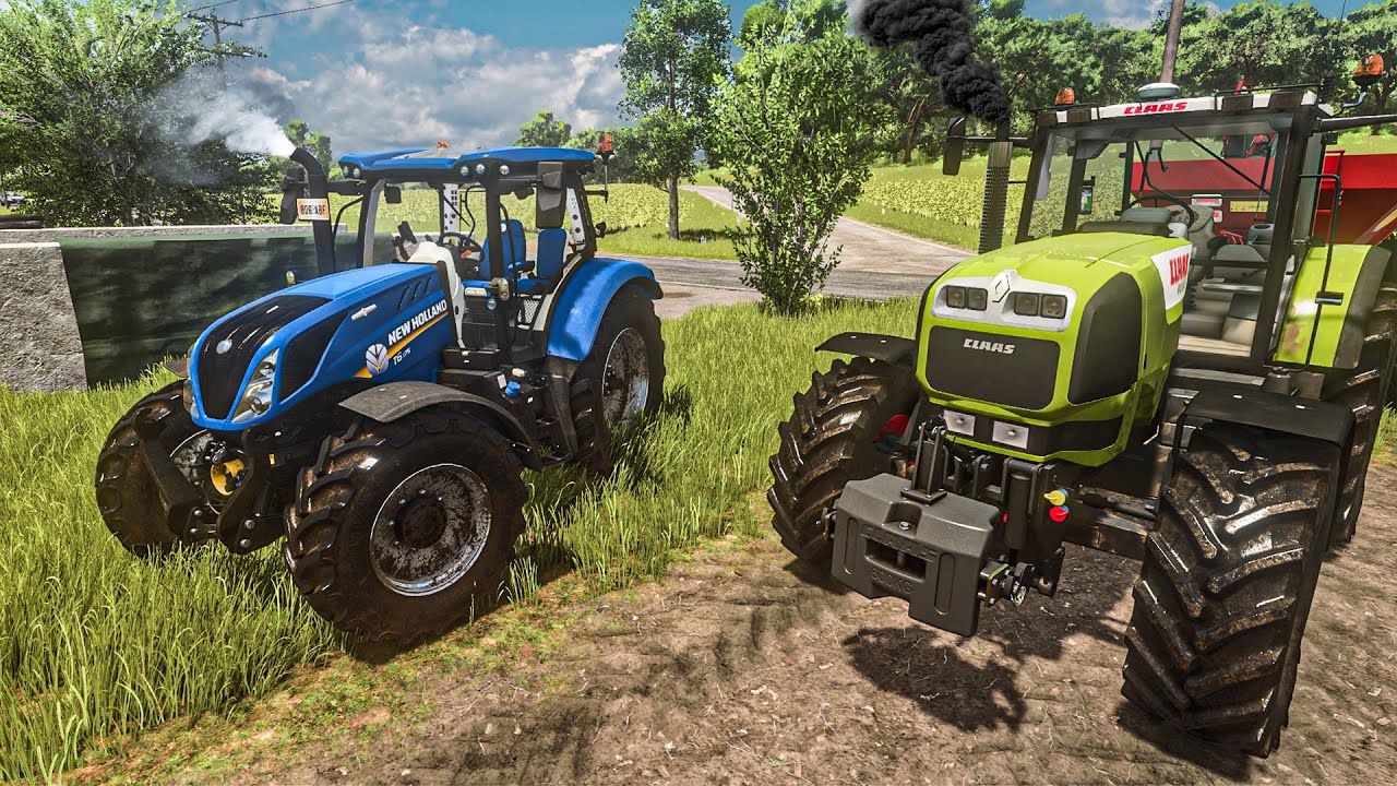 Реалистичное фермерство с Reshade | New Holland T6.175 и Claas Atles 926 работают на ферме