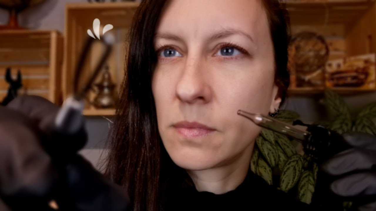 ASMR Pimple popping and inaudible speaking, with vinyl gloves.