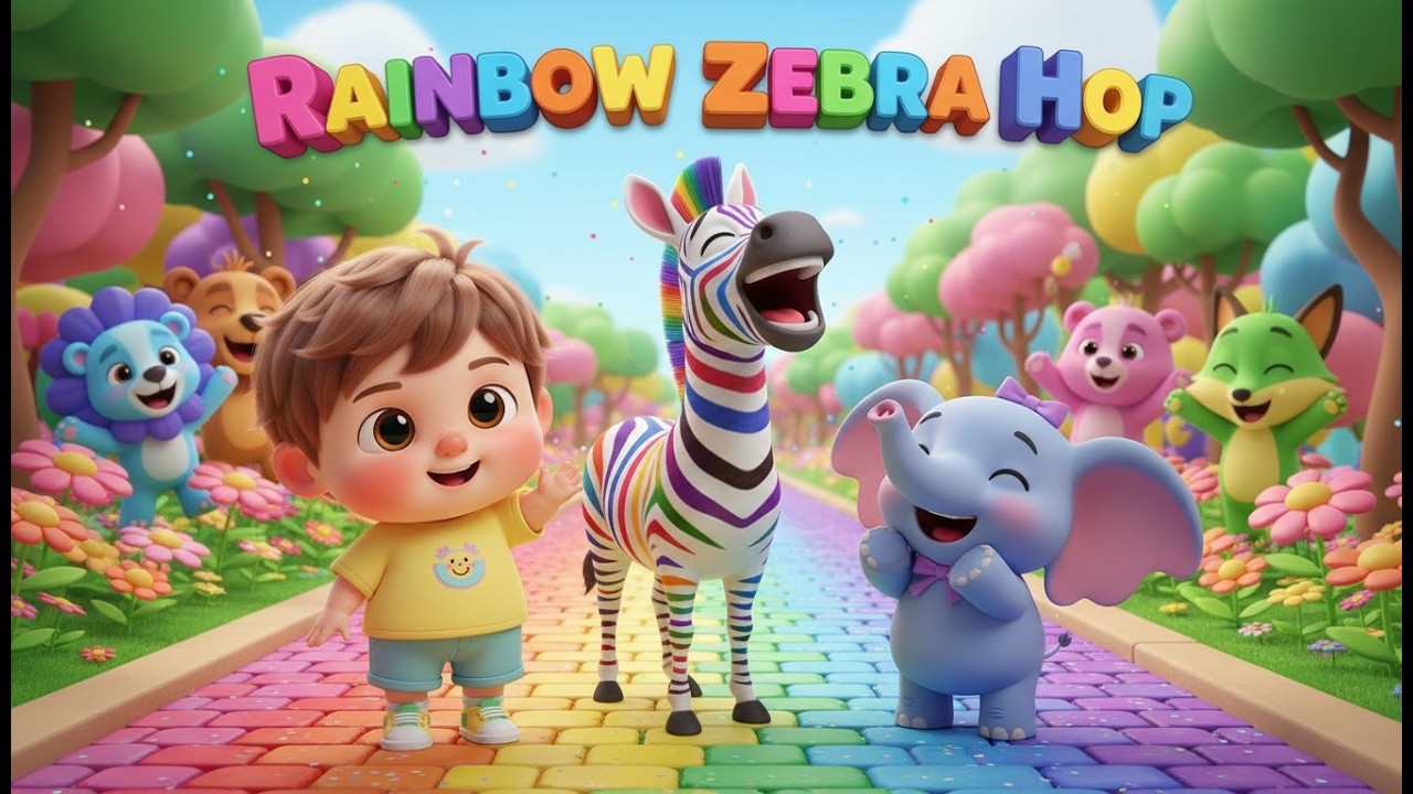 Rainbow Zebra Hop – Nursery Rhyme, Colorful Fun, and Playful Animal Adventure