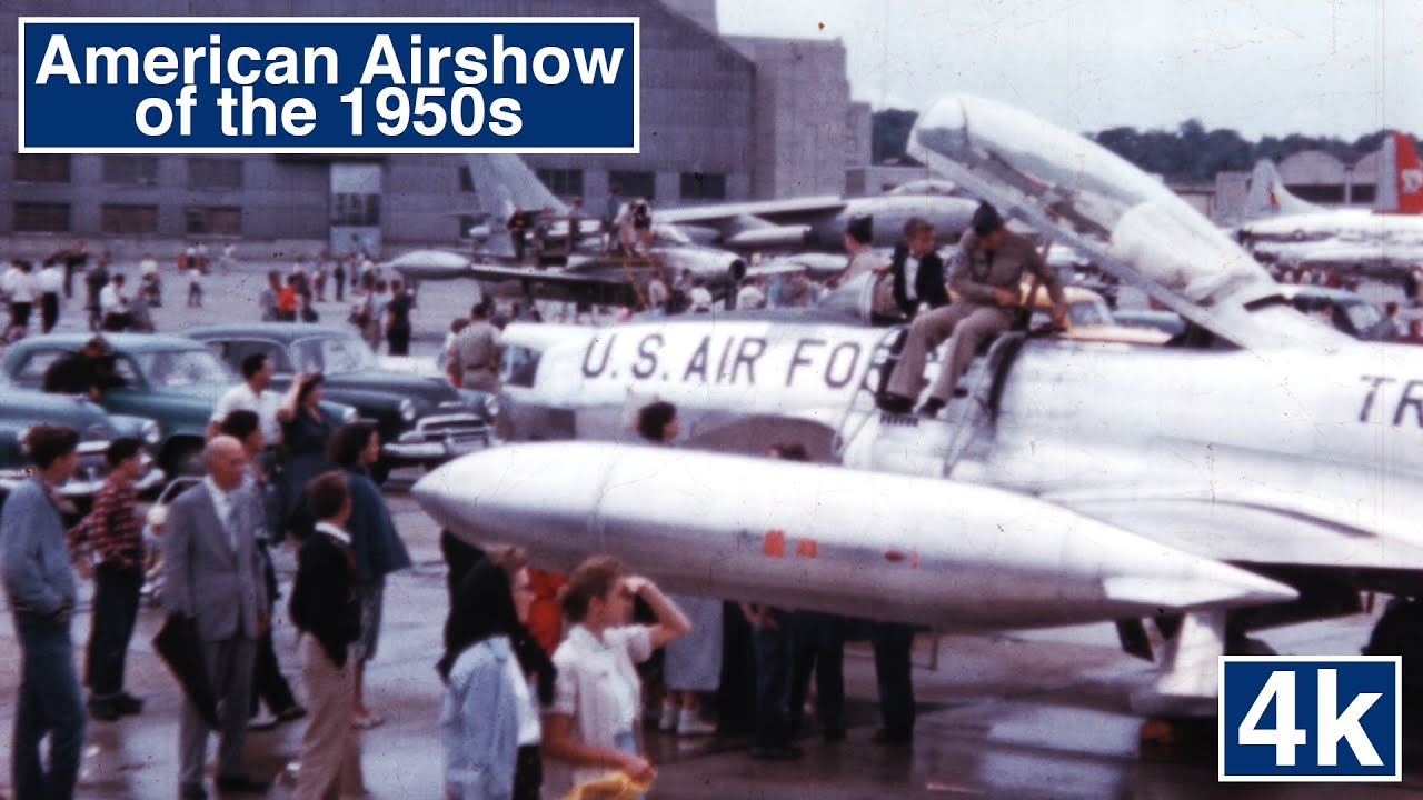 Vintage Military Airshow Footage: 1950s US Airport in 4k
