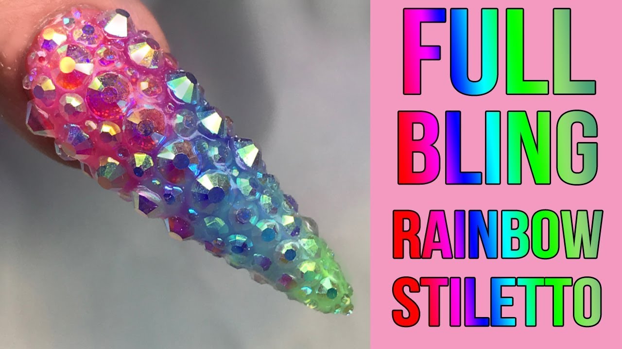 Full Bling Crystal Rainbow Design with Acrylic and AcryGel