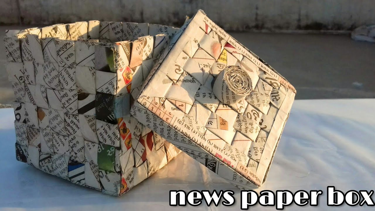 how to make news paper basket , how to make news paper box ; how to reuse news paper