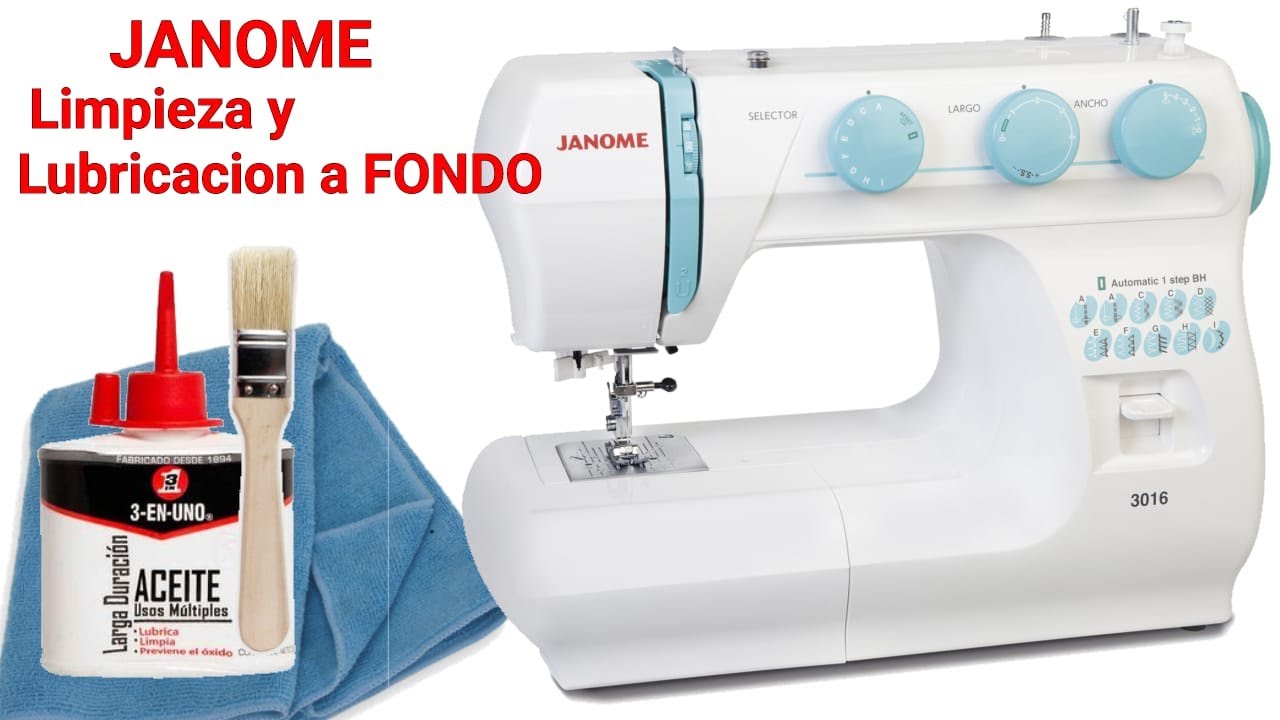 Máquina de coser Janome, mantenimiento preventivo, limpieza, lubricacion y engrase.