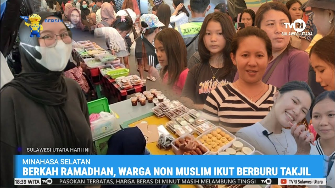 Berkah Ramadhan, Warga Non Muslim Ikut Berburu Takjil ↘️Depan Masjid Al-Mu'Minum Ranoiapo Amurang)