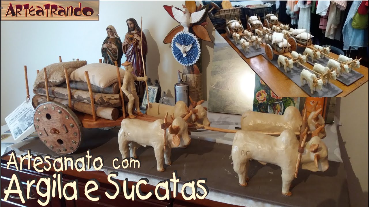 MINIATURAS DE CARRO DE BOI - ARTESANATO COM ARGILA E RECICLÁVEIS - Aptidão Natural
