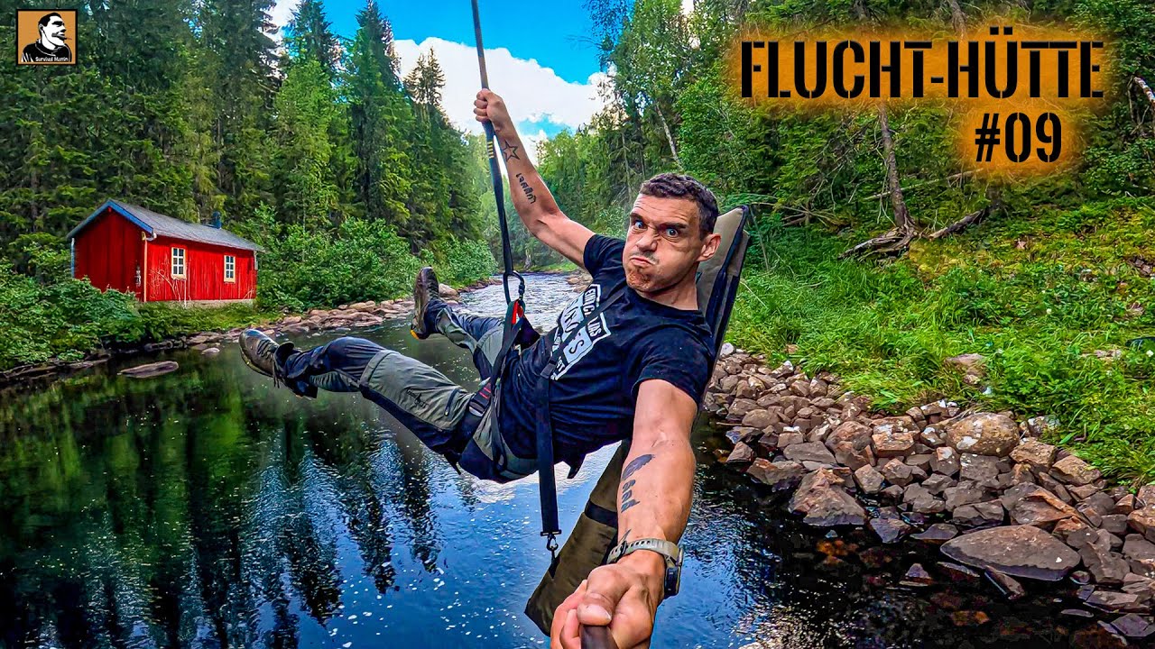 20m Flußüberquerung mit SEILBAHN - Entdeckung neuer Ufer in Schweden | Survival Mattin