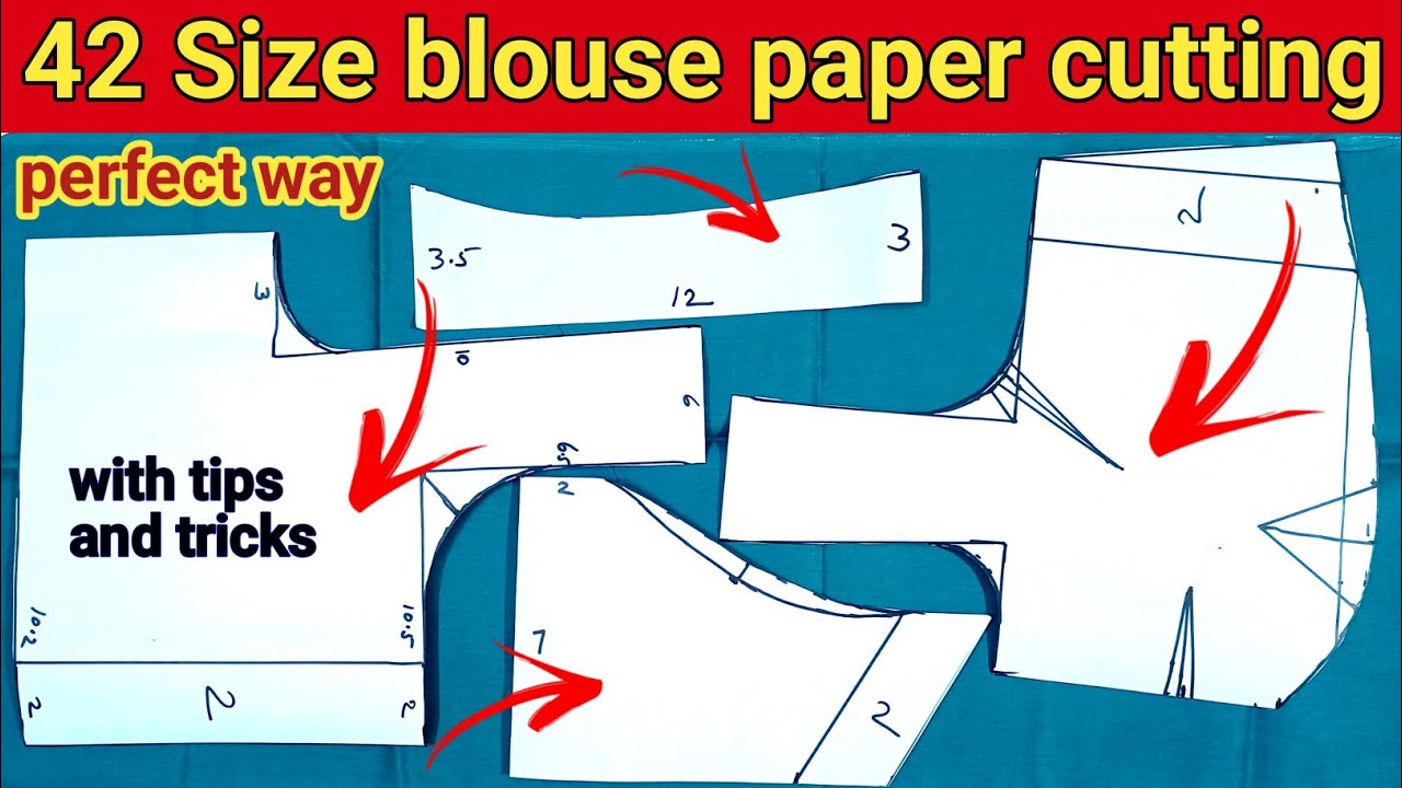42 size blouse paper cutting in telugu | blouse cutting and stitching in telugu | blouse cutting