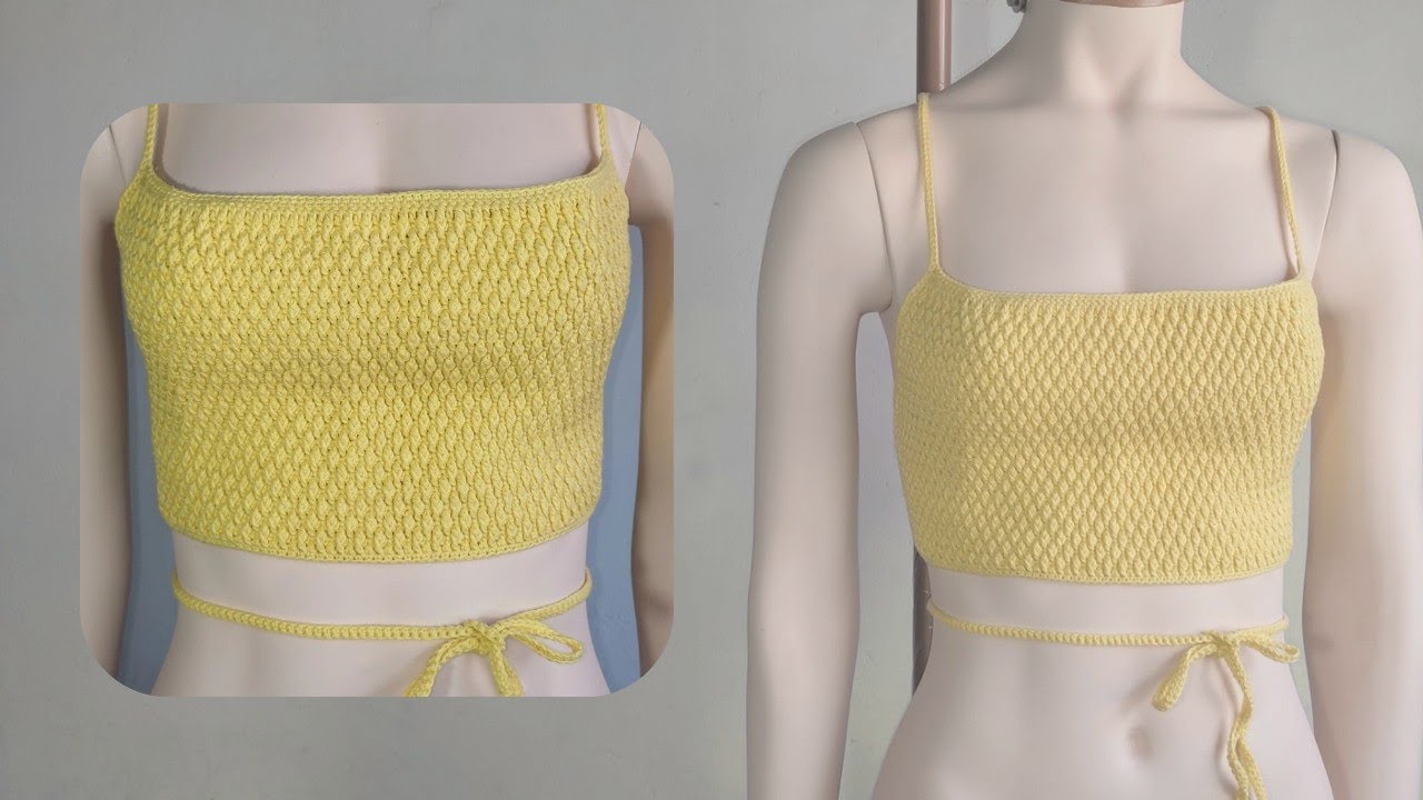 Crop top / Bralette tejido a crochet en punto alpino 🌸
