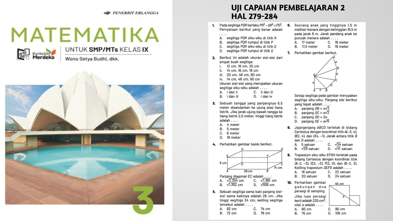 Uji Capaian Pembelajaran 2 hal 279-284 part 1 Matematika Kelas 9