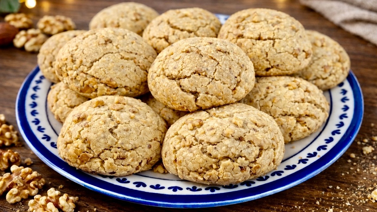 Only 5 Ingredients! Tahini and Walnut Cookie Recipe✨
