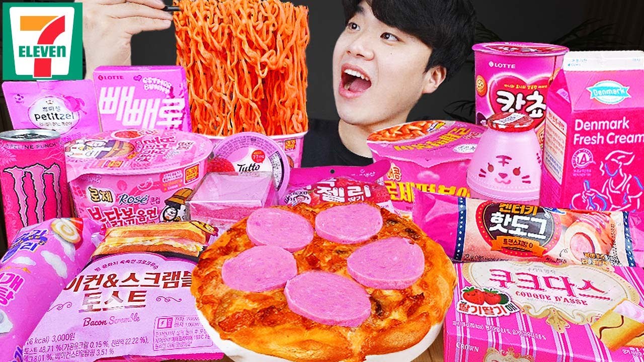 Текст) ASMR MUKBANG острый рамэн и хот-доги с сыром, пицца и ттеокбокки !! Корейский магазин