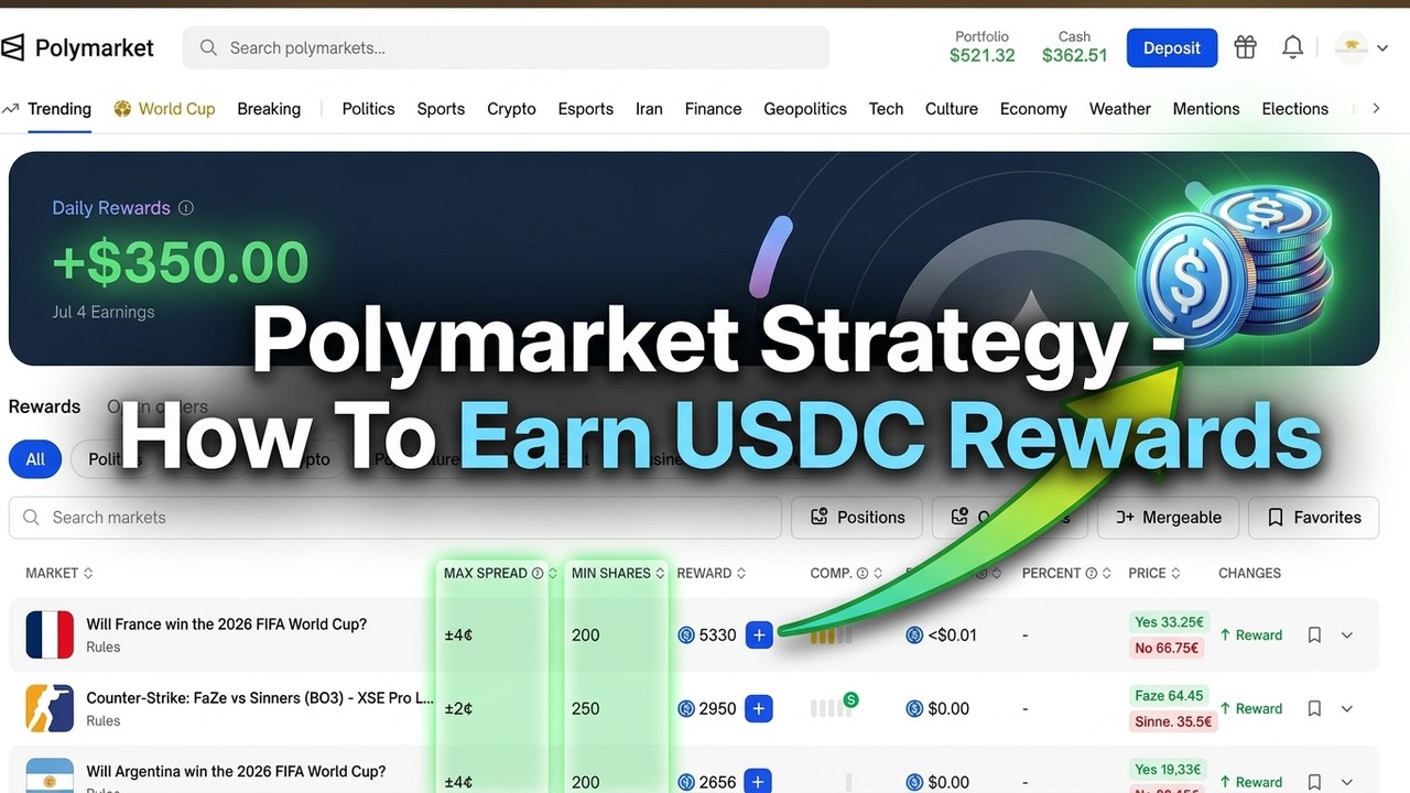 Polymarket Strategy Tutorial - How To Earn USDC Rewards