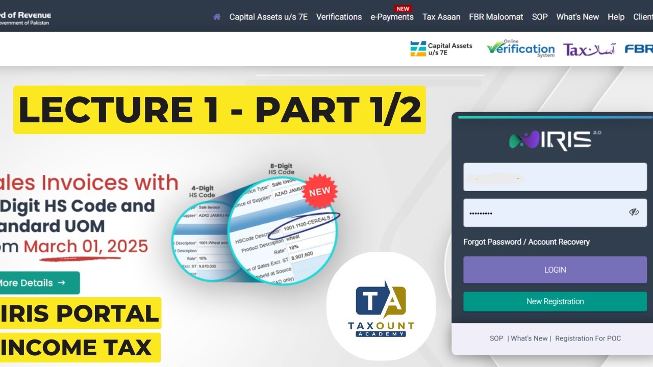 How to Use FBR IRIS Portal | Complete Guide for Beginners | Lecture 1 (Part 1) | Taxount Academy