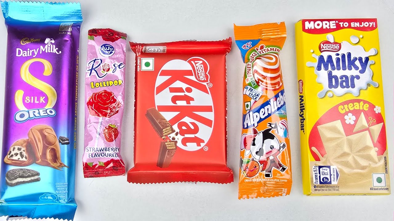 Satisfying Chocolate ASMR 🍫 | KitKat, Cadbury Silk Oreo, Milkybar ! Giants ASMR lollipops Unboxing.