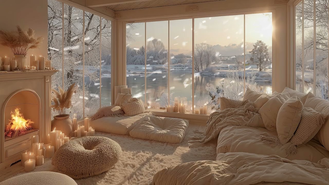 Fall Asleep Fast 🔥 Cozy Fireplace & Snowfall ❄️ Calm Piano 🎹 | Relax & Study
