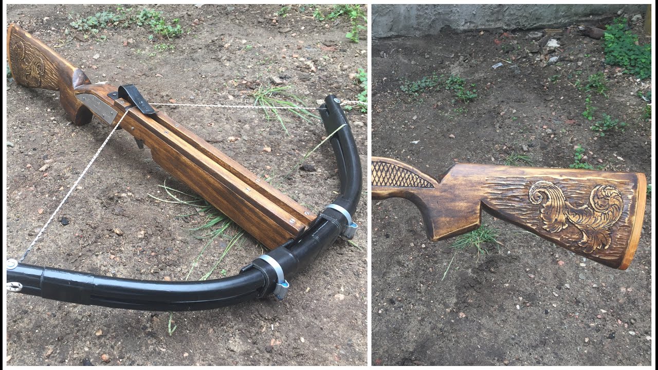 BALLESTA  CASERA de  MADERA  y PVC -BALLESTA ARTESANAL TALLADA Y PIROGRABADA