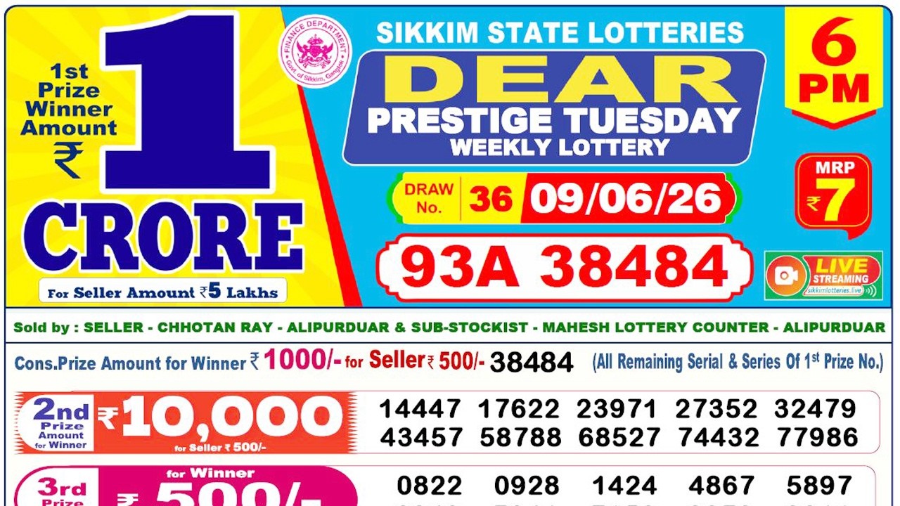 Lottery Sambad Live 6pm 09.06.2026