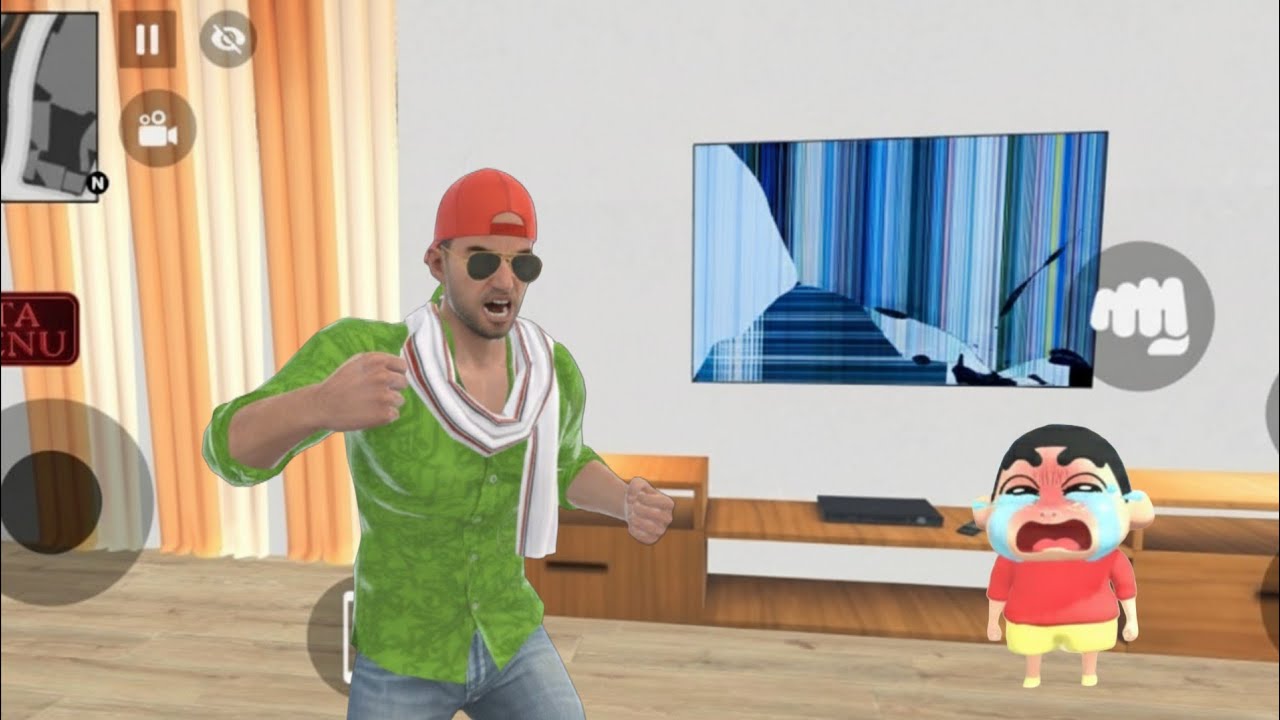 😱Shin-chan broke the TV 📺 Indian theft auto simulator 