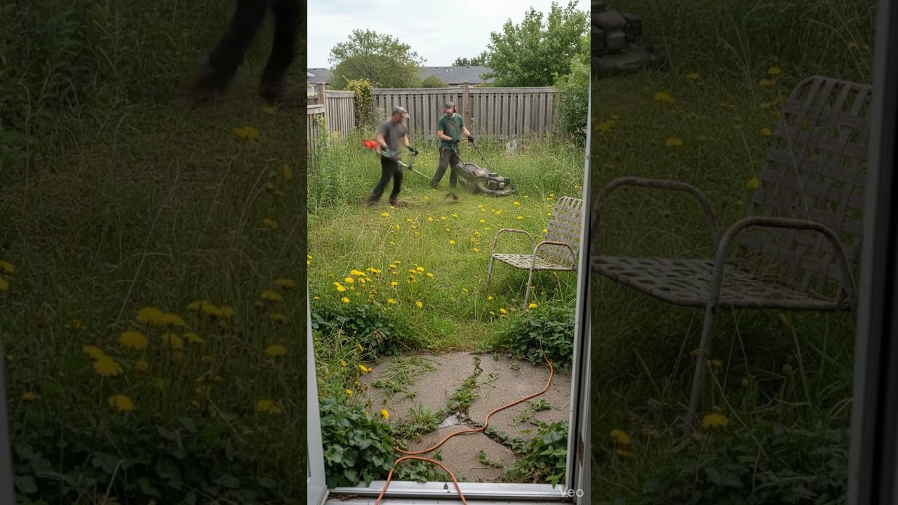 This Yard Was a JUNGLE&hellip; 😳🌿 Wait Until the Mower Hits It #beforeandafter #constructionlife