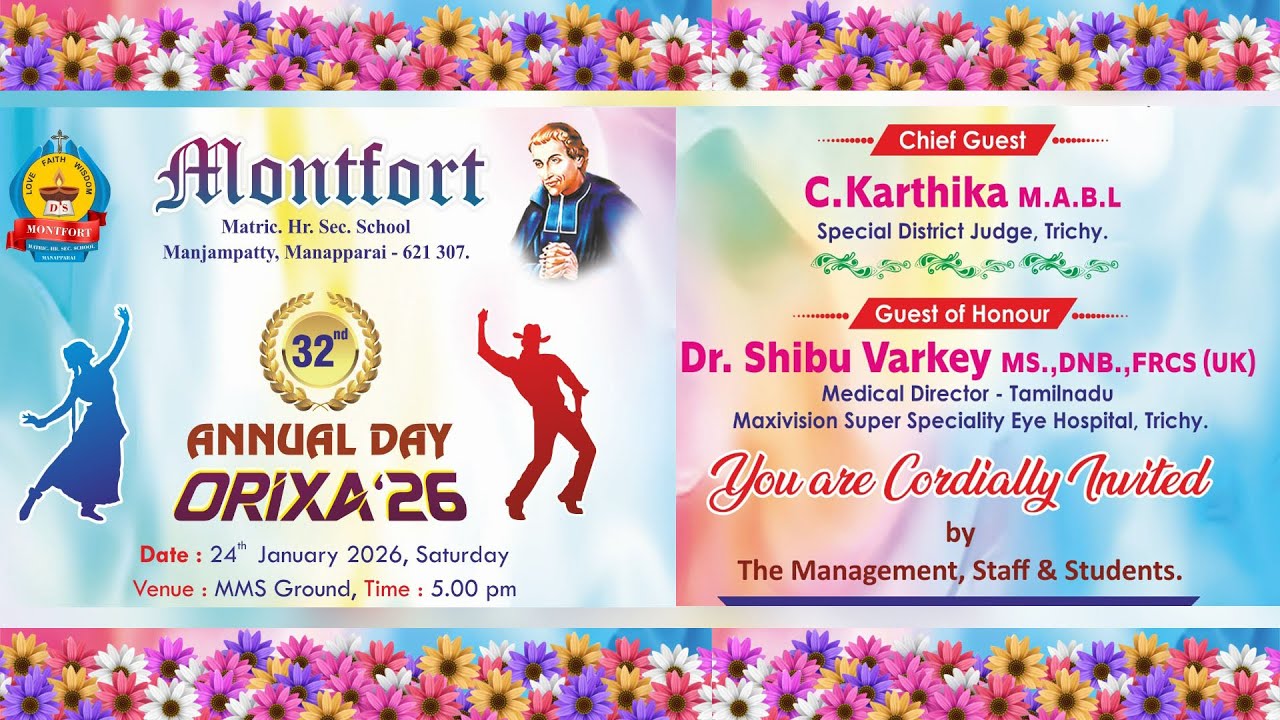 Live || MONTFORT Matric. Hr. Sec. School 32'nd ANNUAL DAY  || ORIXA '26 || 24.01.2026