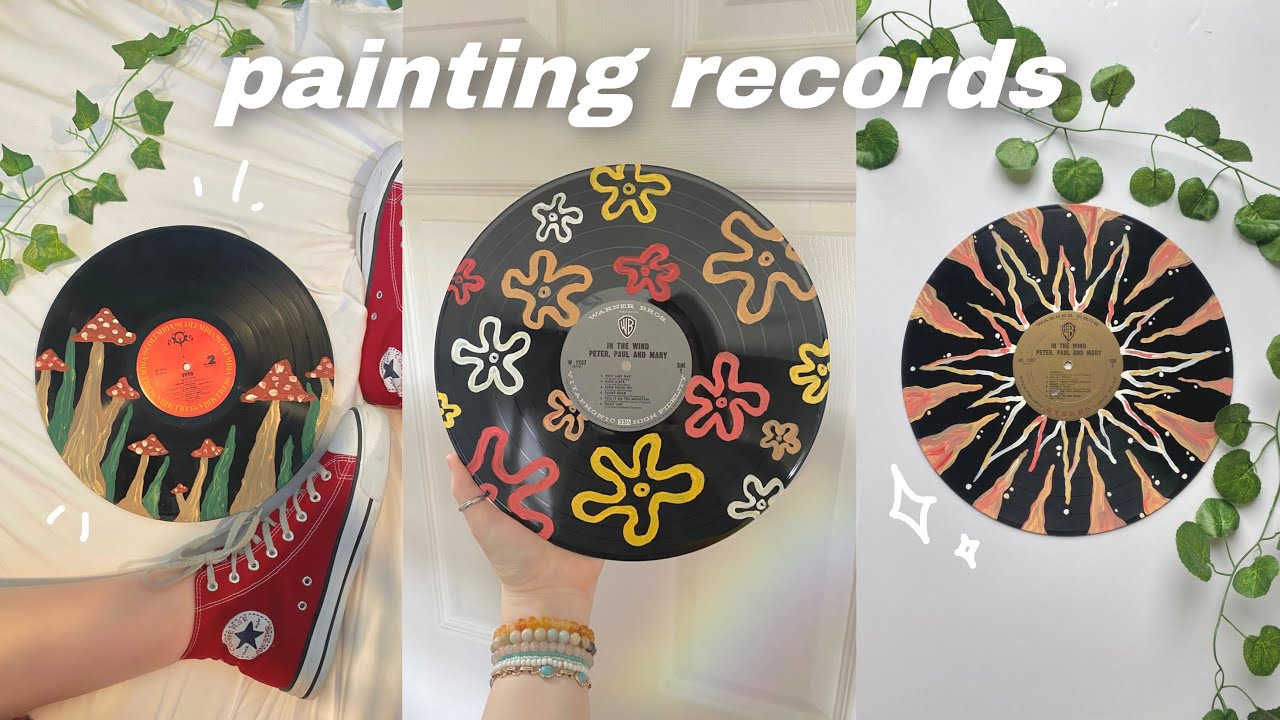 PAINTING VINYL RECORDS!! i thrifted old vinyls and painted them