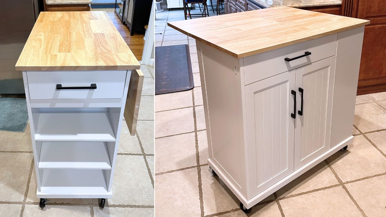 Yaheetech Drop Leaf Breakfast Bar Kitchen Cart | Full Demo Review