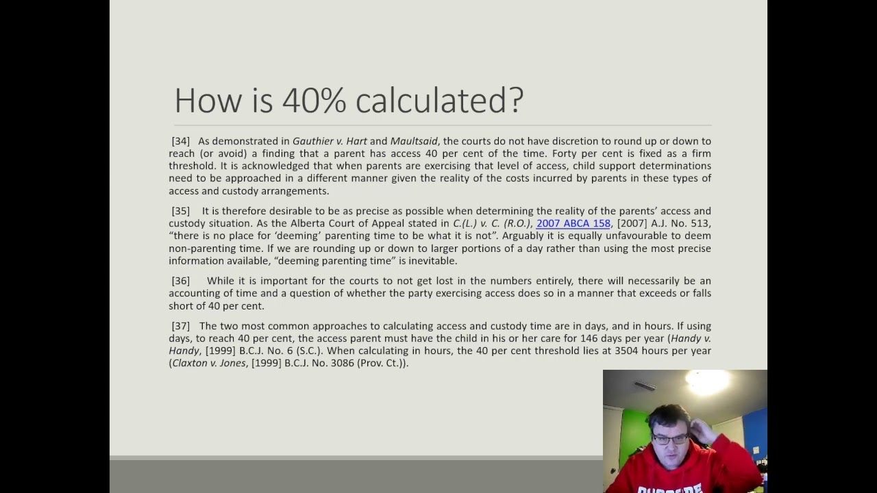 Case Law Minutes #12- LL v MC (s. 9 Child support Guidelines, 40% threshold)