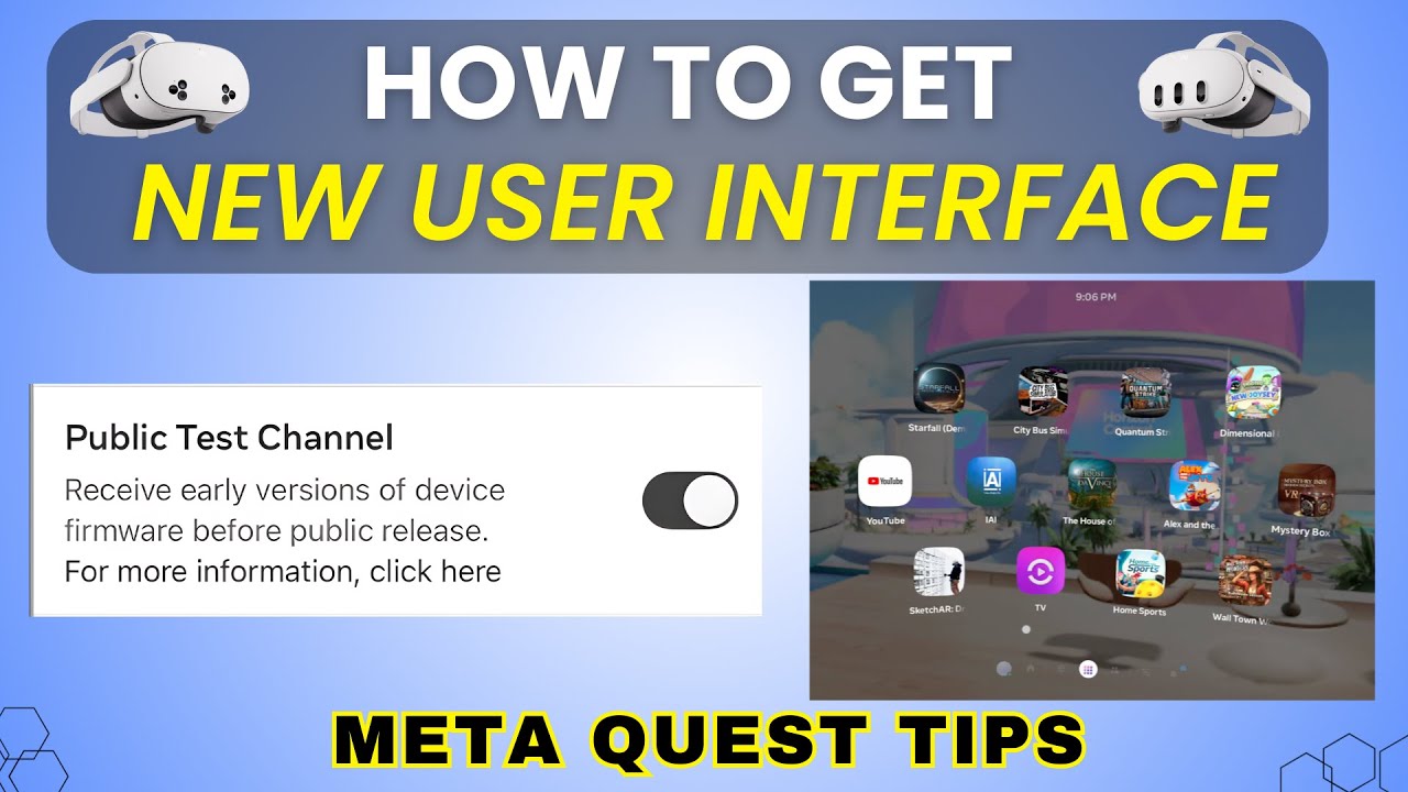 Получите новый пользовательский интерфейс на Meta Quest 3 и 3s — включите публичный тестовый кана...