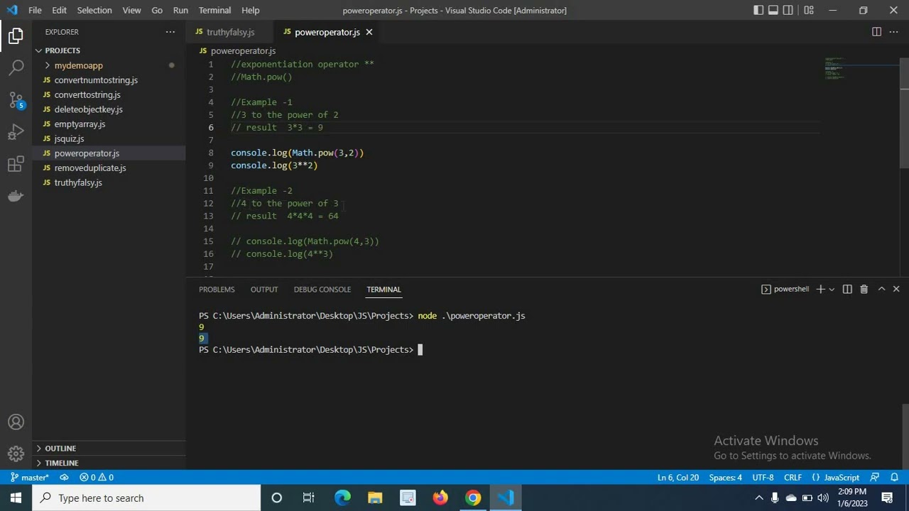 How to calculate power of a number in javascript Math.pow() and exponentiation operator **