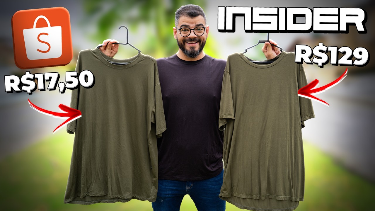 COMPREI CAMISETA DE R$17 DA SHOPEE e COMPAREI COM A DE R$129 DA INSIDER! (o resultado surpreende!)
