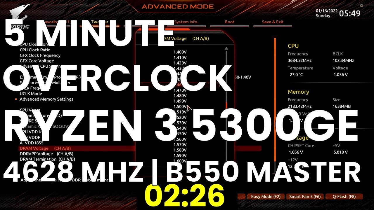 5 Minute Overclock: Ryzen 3 5300GE to 4628 MHz