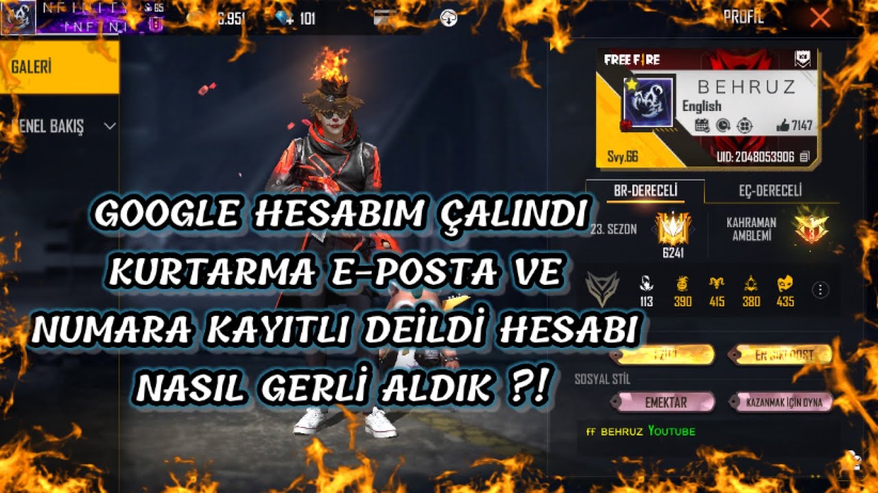 GOOGLE HESABIM ÇALINDI VE KURTARMA E-POSTA VE NUMARA KAYITLI DEİLDİ HESABI NASIL KURTARDIM FREE FİRE